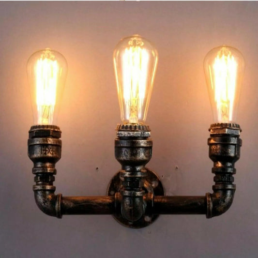 Vintage Industrial Wall Lamp Rustic Water Pipe Steampunk LED Wall Light Fittings