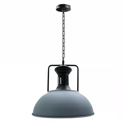 Black industrial pendant light with E27 bulb fitting

