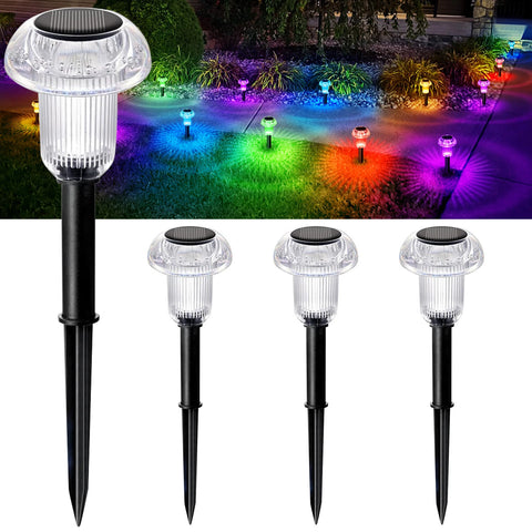 Solar Stake Lights LED Outdoor Garden Pathway Lamp Black Waterproof