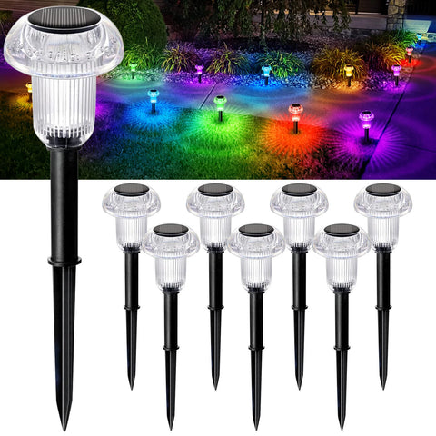 Solar Stake Lights LED Outdoor Garden Pathway Lamp Black Waterproof