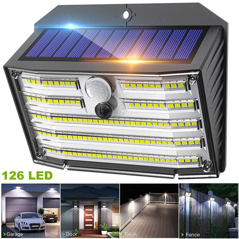 Super Bright LED Solar Motion Sensor Wall Light Outdoor Garden Black