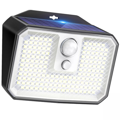 168 LED Solar Motion Sensor Wall Light Outdoor Garden Black