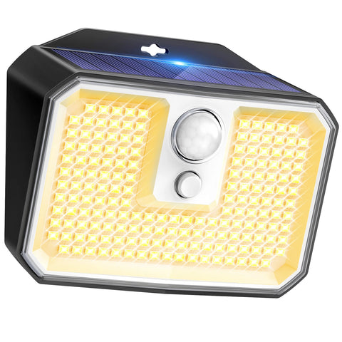 168 LED Solar Motion Sensor Wall Light Outdoor Garden Black