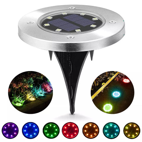 Silver LED Solar Ground Lights Outdoor Garden Path Deck Lamp