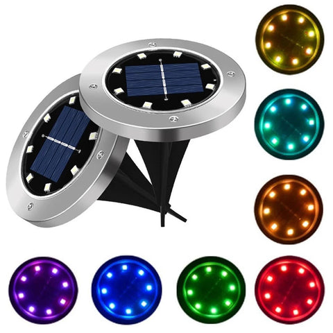 Silver LED Solar Ground Lights Outdoor Garden Path Deck Lamp