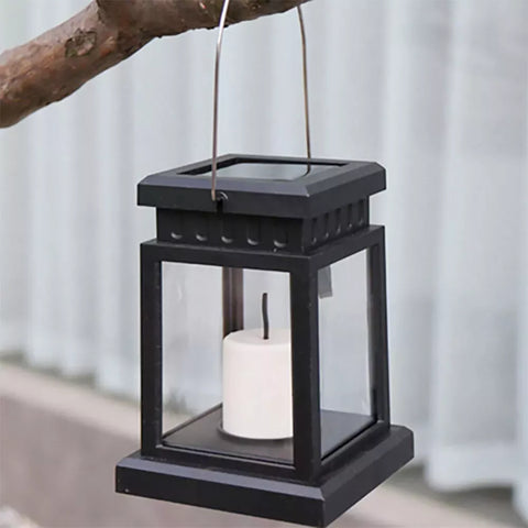 Waterproof Black LED Solar Hanging Lantern Light for Outdoor Garden