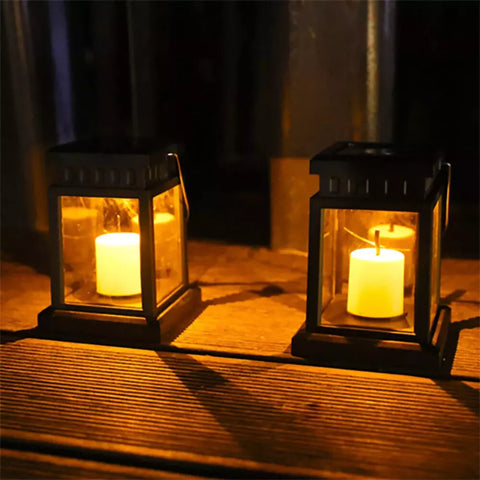 Waterproof Black LED Solar Hanging Lantern Light for Outdoor Garden