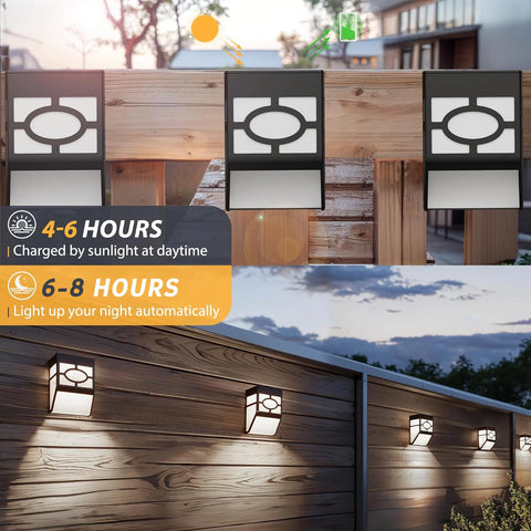 Solar Fence Lights RGB 7-Color LED Wall Lamps Outdoor Garden Deck Step