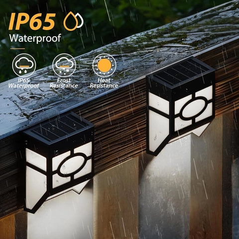 Solar Fence Lights RGB 7-Color LED Wall Lamps Outdoor Garden Deck Step