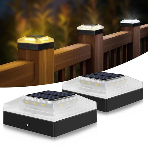 4x4'' Black Solar Post Cap Lights Outdoor Dimmable LED Fence Lamp