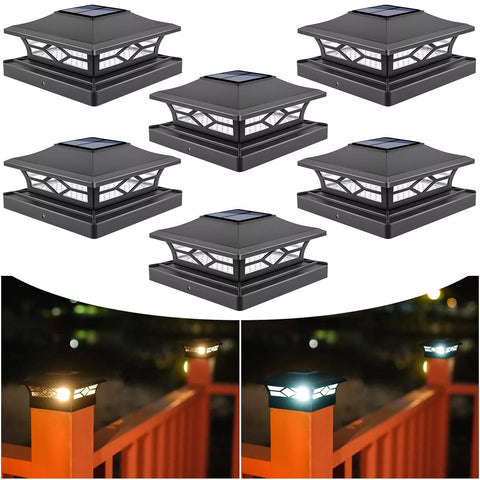 Outdoor Solar LED Deck Post Lights Warm & Cool White Waterproof