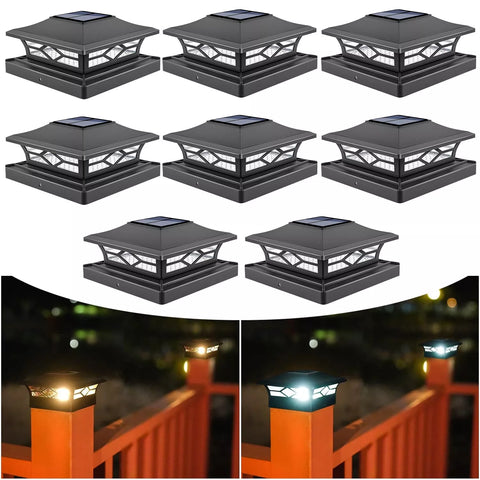 Outdoor Solar LED Deck Post Lights Warm & Cool White Waterproof
