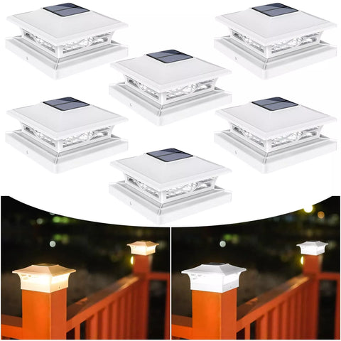 Outdoor Solar LED Deck Post Lights Warm & Cool White Waterproof