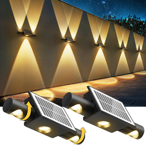 LED Solar Fence Lights Black IP65 Outdoor Wall Garden Decorative Lamps