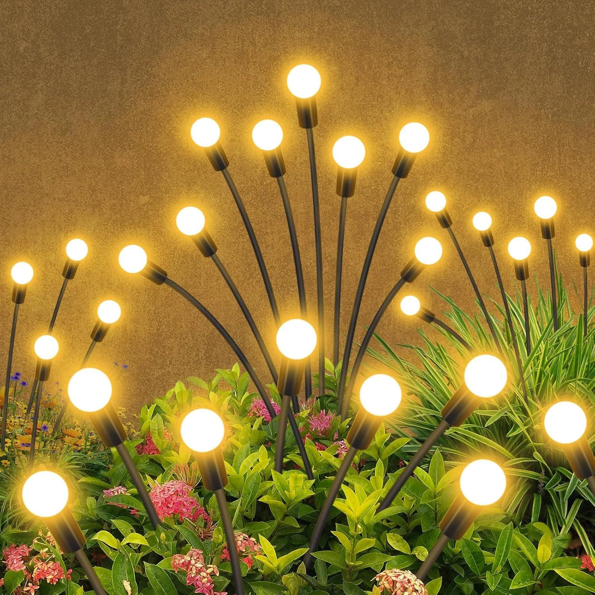 2PCS Solar Firefly Lights Outdoor LED Garden Pathway Decor – Black