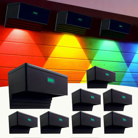 Solar Powered Fence Wall Lights Outdoor Garden Decor 8 Modes LED Waterproof