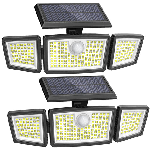3 Head LED Solar Motion Sensor Wall Light Outdoor Waterproof – Black