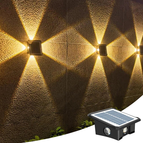 Solar LED Wall Light Outdoor Garden Door Fence Lamp Black RGB Dimmable