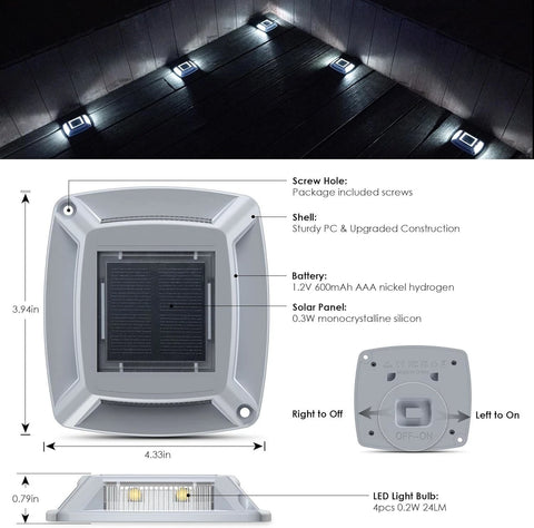 LED Solar Deck Lights Outdoor Waterproof Garden Step & Pathway Lamps