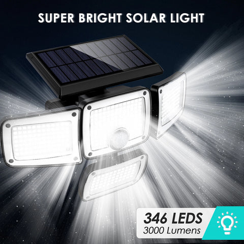 3/4/5-Head Solar Flood Light with Motion Sensor – LED Outdoor Security Wall Lamp for Garden, Yard & Driveway