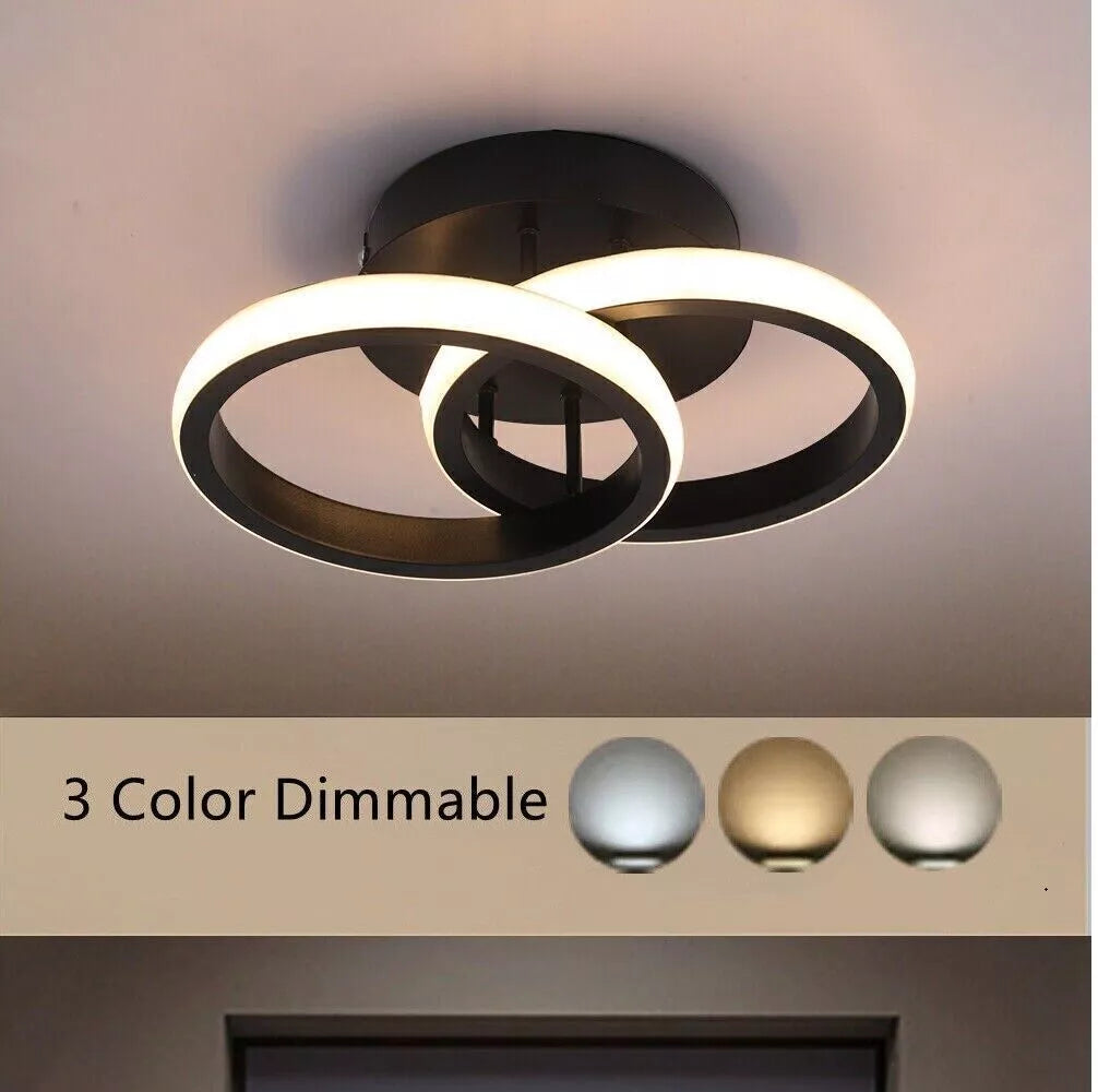 LED Ceiling Light Modern Ceiling Lamp Black Rings Simple Ceiling Lights Fixture LED for Corridor Kitchen Stairs Hallway Study Room Bedroom Living Room - Black 20W