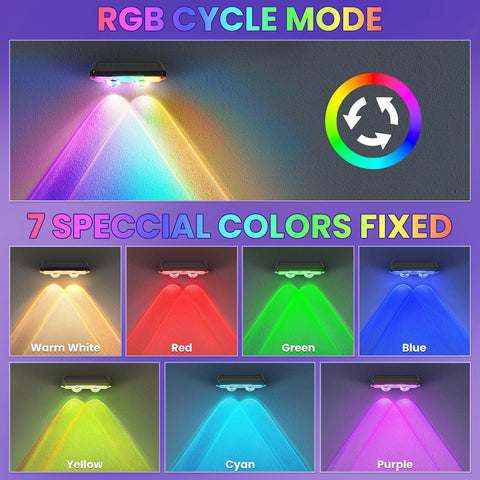 Super Bright Solar Door Fence Wall Lights 2/4 Pack RGB & Warm White IP65 Outdoor Lamp