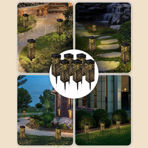 4-Pack Black Solar Pathway Lights Outdoor Garden Walkway LED