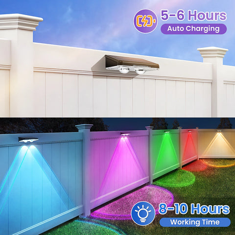 Super Bright Solar Door Fence Wall Lights 2/4 Pack RGB & Warm White IP65 Outdoor Lamp