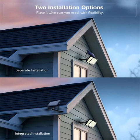 Wall-mounted LED light on exterior house wall

