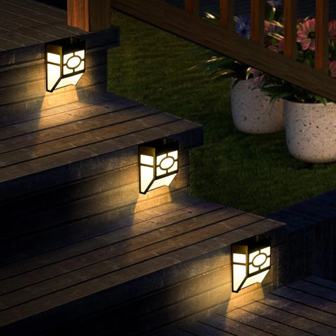 Solar Fence Lights LED Outdoor Garden Path Wall Lamp Black/Warm White/RGB