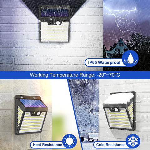 Solar Motion Sensor LED Wall Light Outdoor Waterproof Security Lamp 1000LM