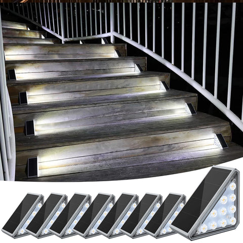 LED Solar Step Lights IP67 Waterproof Outdoor Deck Pathway Lamps