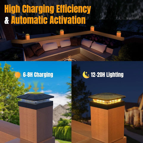 Solar Post Cap Light 3 Mode Dimmable LED Garden Fence Lamp Waterproof
