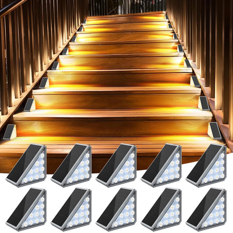 LED Solar Step Lights IP67 Waterproof Outdoor Deck Pathway Lamps