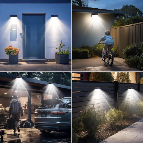368 LED Solar Motion Sensor Wall Light Outdoor Waterproof Garden Fence Lamp