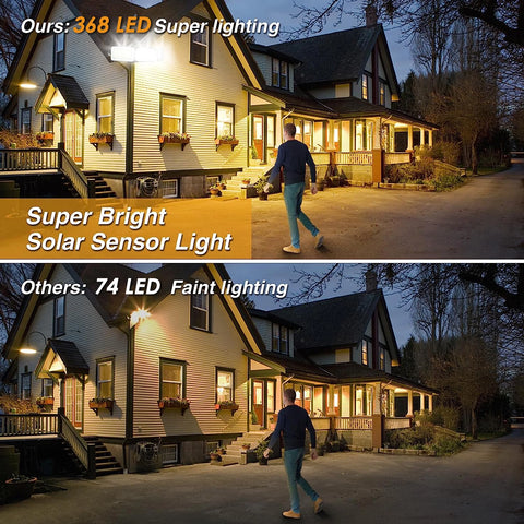 Solar PIR Motion Sensor Wall Light 168 LED Outdoor Security Lamp IP65