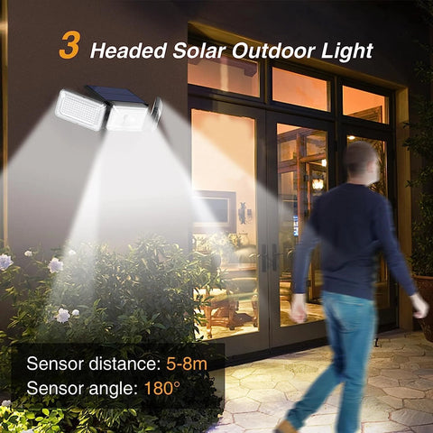 Solar PIR Motion Sensor Wall Light 168 LED Outdoor Security Lamp IP65