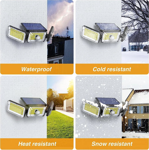 Solar PIR Motion Sensor Wall Light 168 LED Outdoor Security Lamp IP65