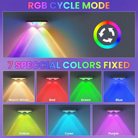 Solar LED Wall Light Outdoor Garden Door Fence Lamp Black RGB Dimmable