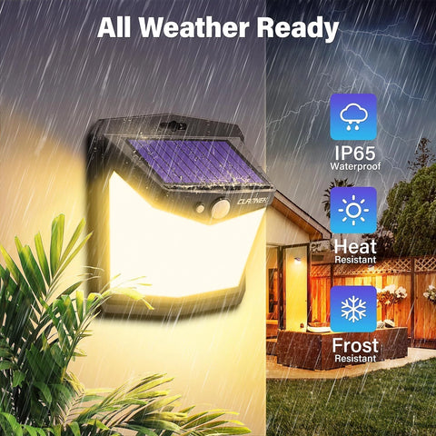 Warm Lighting Solar Wall Lights PIR Motion Sensor Outdoor Garden Lamp