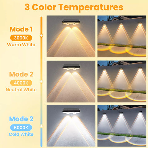 Solar LED Wall Light Outdoor Garden Door Fence Lamp Black RGB Dimmable