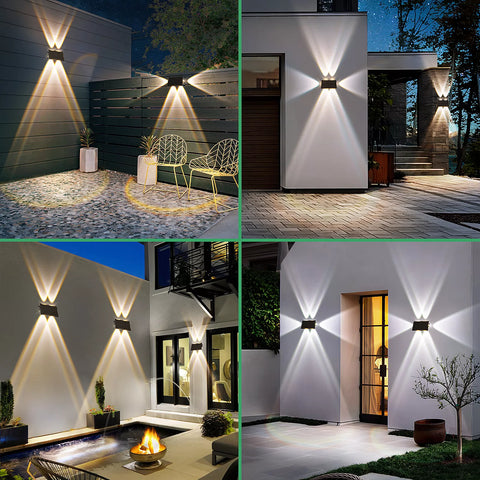 Solar LED Wall Light Outdoor Garden Door Fence Lamp Black RGB Dimmable