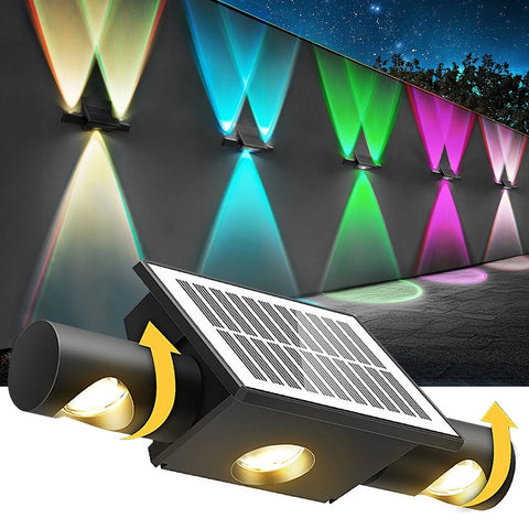 Solar LED Wall Light Outdoor Garden Door Fence Lamp Black RGB Dimmable