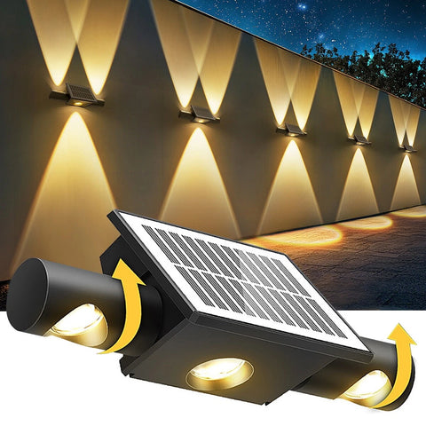 Solar LED Wall Light Outdoor Garden Door Fence Lamp Black RGB Dimmable