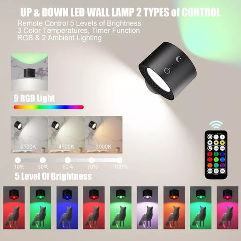 RGB LED Light with Remote Control for Bedroom Wall


