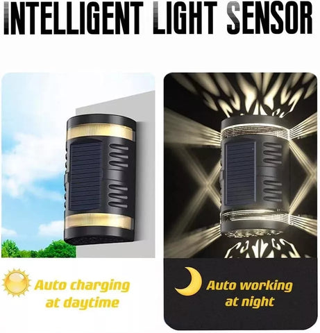 Solar wall light for enhancing garden security


