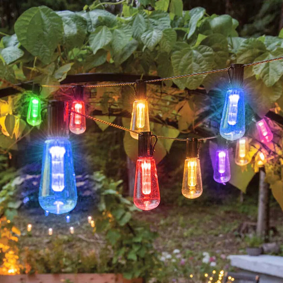 Retro Bulb Solar Powered String Light In UK -  IP65  Waterproof, 30 LEDs Bulb in Light, Outdoor Fairy Light for Garden, living room, Fence, Yard, Porch, Patio