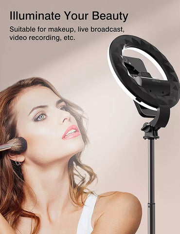 Clip-on ring light attached to a laptop for a Zoom call.

