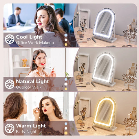 Close-up of LED ring light with adjustable colour temperatures.

