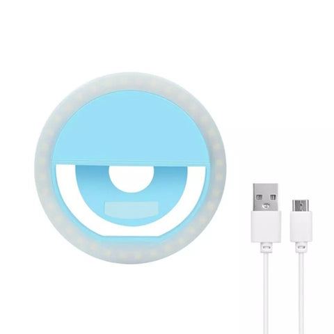 Modern 36 LED Selfie Clip-On Ring Light attached to a laptop

